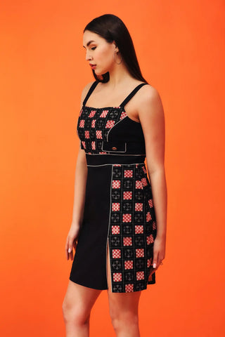 Sambalpuri Black Checkered Dress