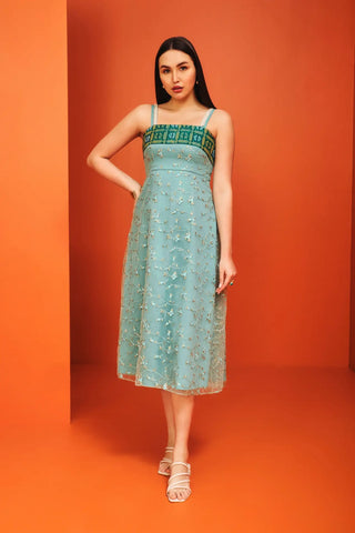 Mint Blue Embroidered Dress