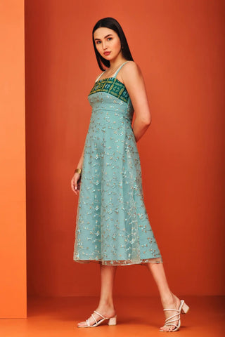 Mint Blue Embroidered Dress