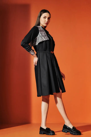 Black & Grey Button Dress
