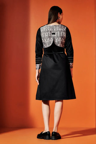 Black & Grey Button Dress
