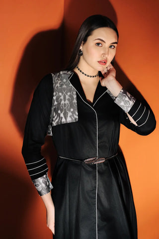 Black & Grey Button Dress