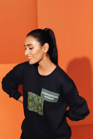 Black Unisex Patchwork Sweatshirt
