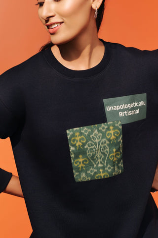 Black Unisex Patchwork Sweatshirt