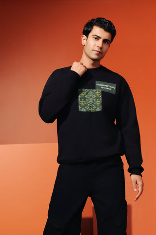 Black Unisex Patchwork Sweatshirt