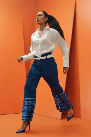 Sapphire Blue Ankle-Length Pants