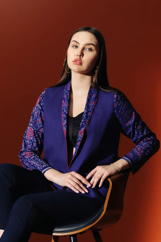 Purple Shawl Lapel Blazer