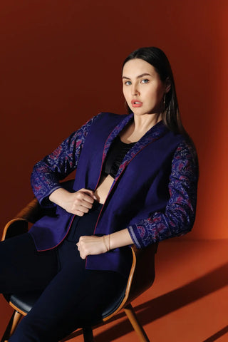 Purple Shawl Lapel Blazer