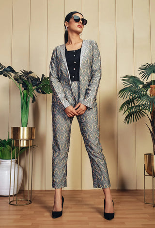 Professional women's suit featuring luxurious Sambalpuri Ikat fabric.