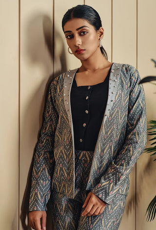 Versatile grey power suit perfect for the modern working woman.